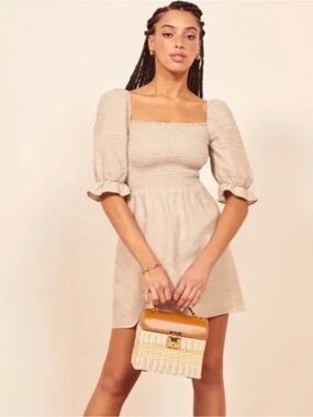 Reformation Cerise Linen Mini Dress